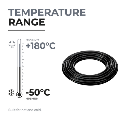 Continuous Silicone Hose - Black - Temperature range -50°C to +180°C
