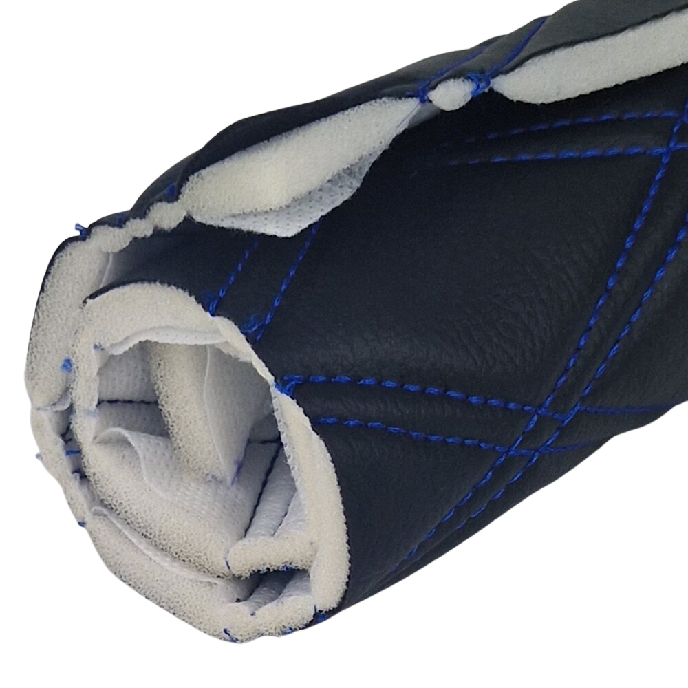 Quilted Faux Leather Double Stitch Diamond Fabric Fabric & Upholstery Pro Surface Blue 1 Metre