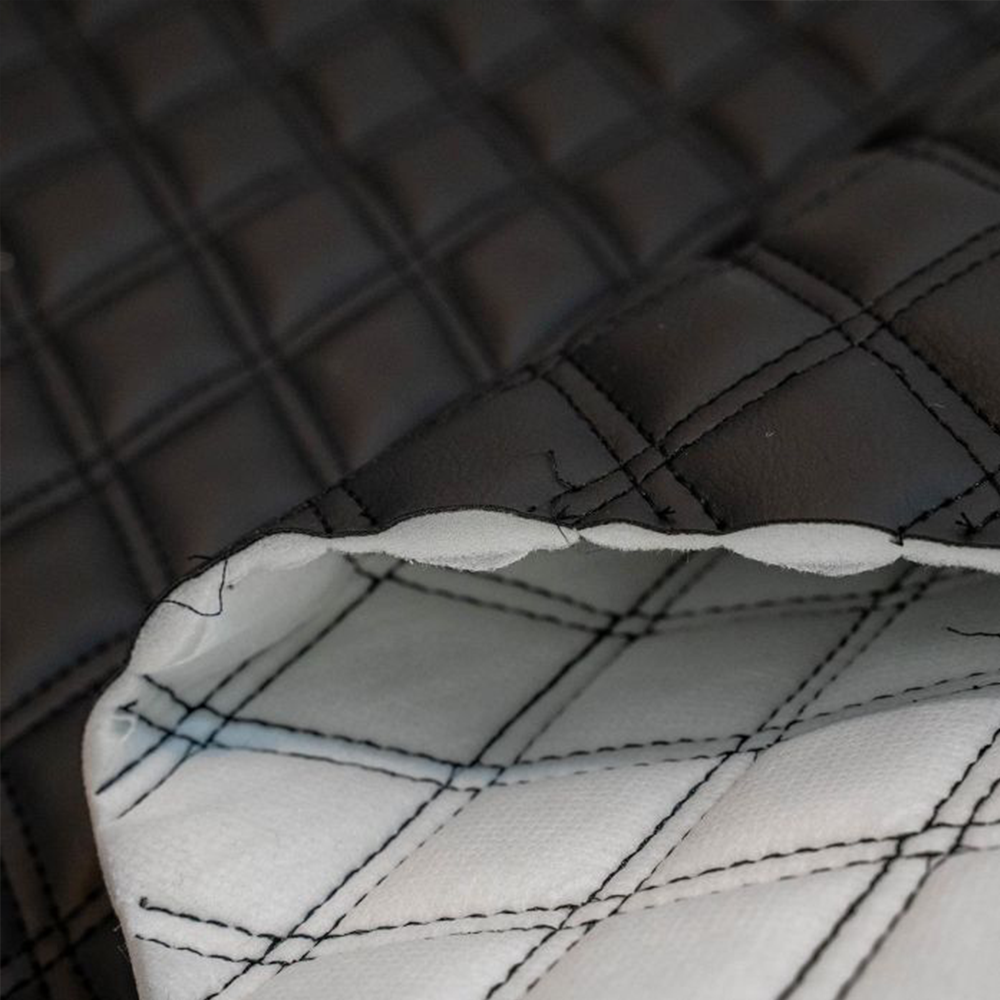 Quilted Faux Leather Double Stitch Diamond Fabric Fabric & Upholstery Pro Surface Black 1 Metre