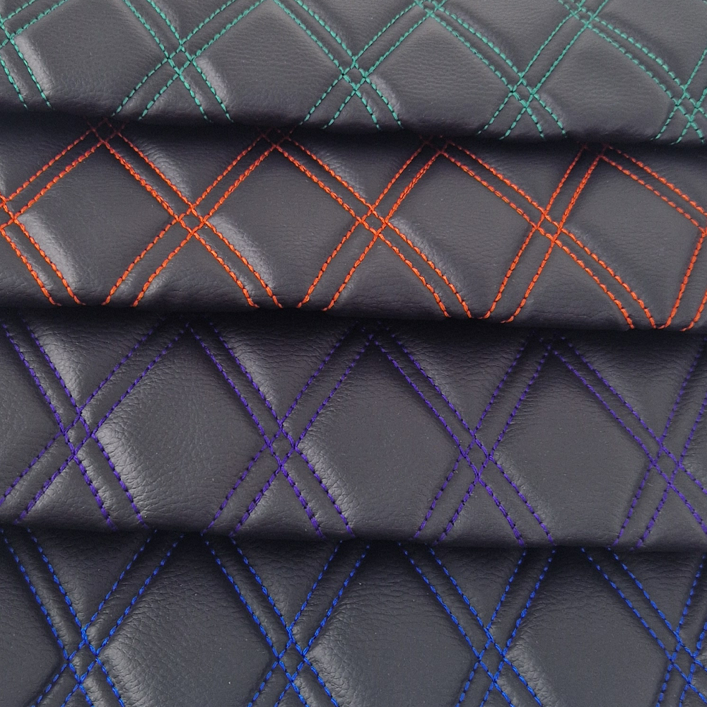 Quilted Faux Leather Double Stitch Diamond Fabric Fabric & Upholstery Pro Surface