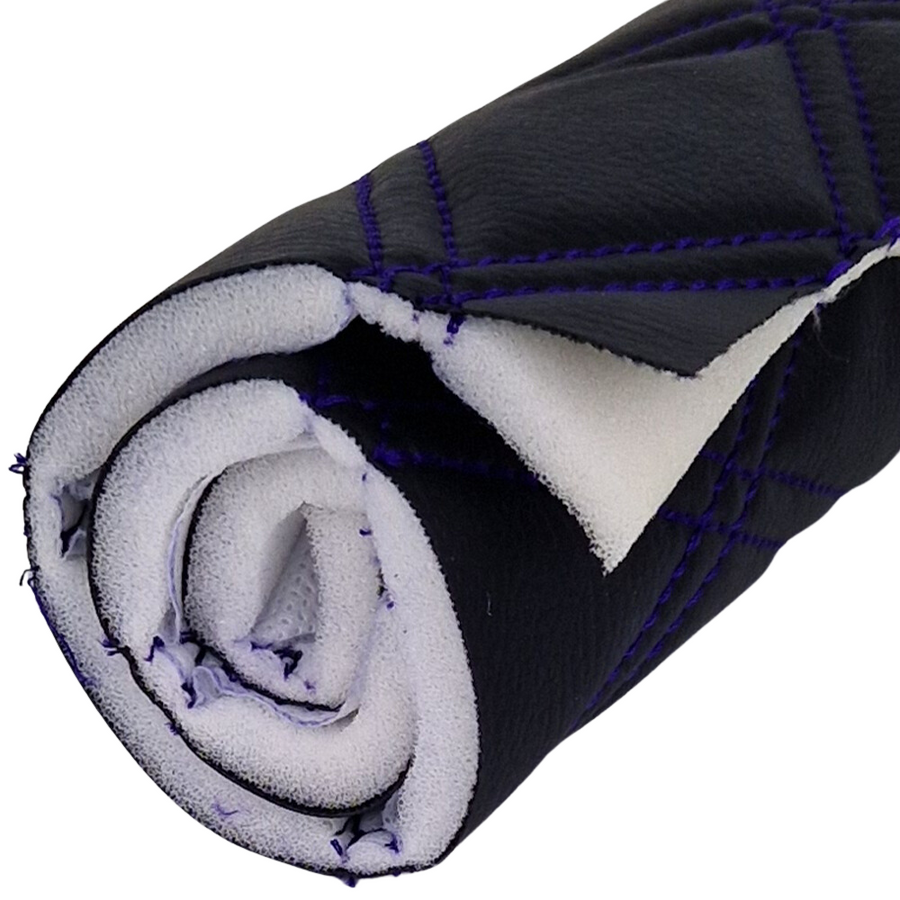 Quilted Faux Leather Double Stitch Diamond Fabric &ndash; Purple