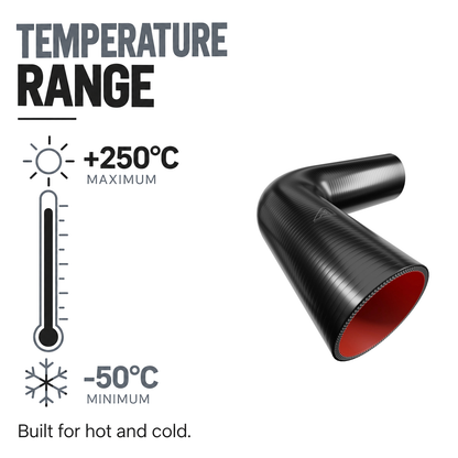 90 Degree Fuel & Oil Silicone Elbow - Black - Temperature range -50°C to +220°C