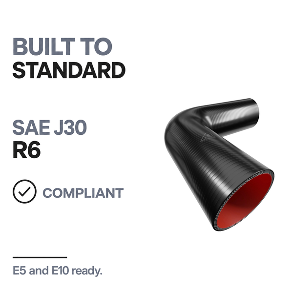 90 Degree Fuel & Oil Silicone Elbow - Black - Built to SAE J30 R6