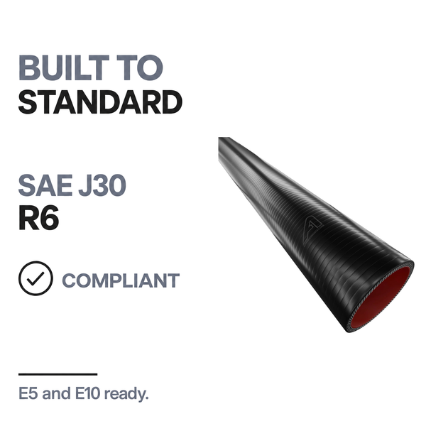 1 Metre Fuel & Oil Silicone Straight - Black - Built to SAE J30 R6