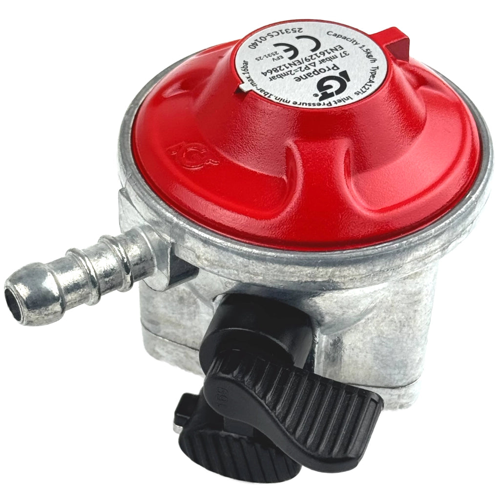 Low Pressure 27mm Propane Clip On Gas Regulator 37mbar Auto Silicone Hoses