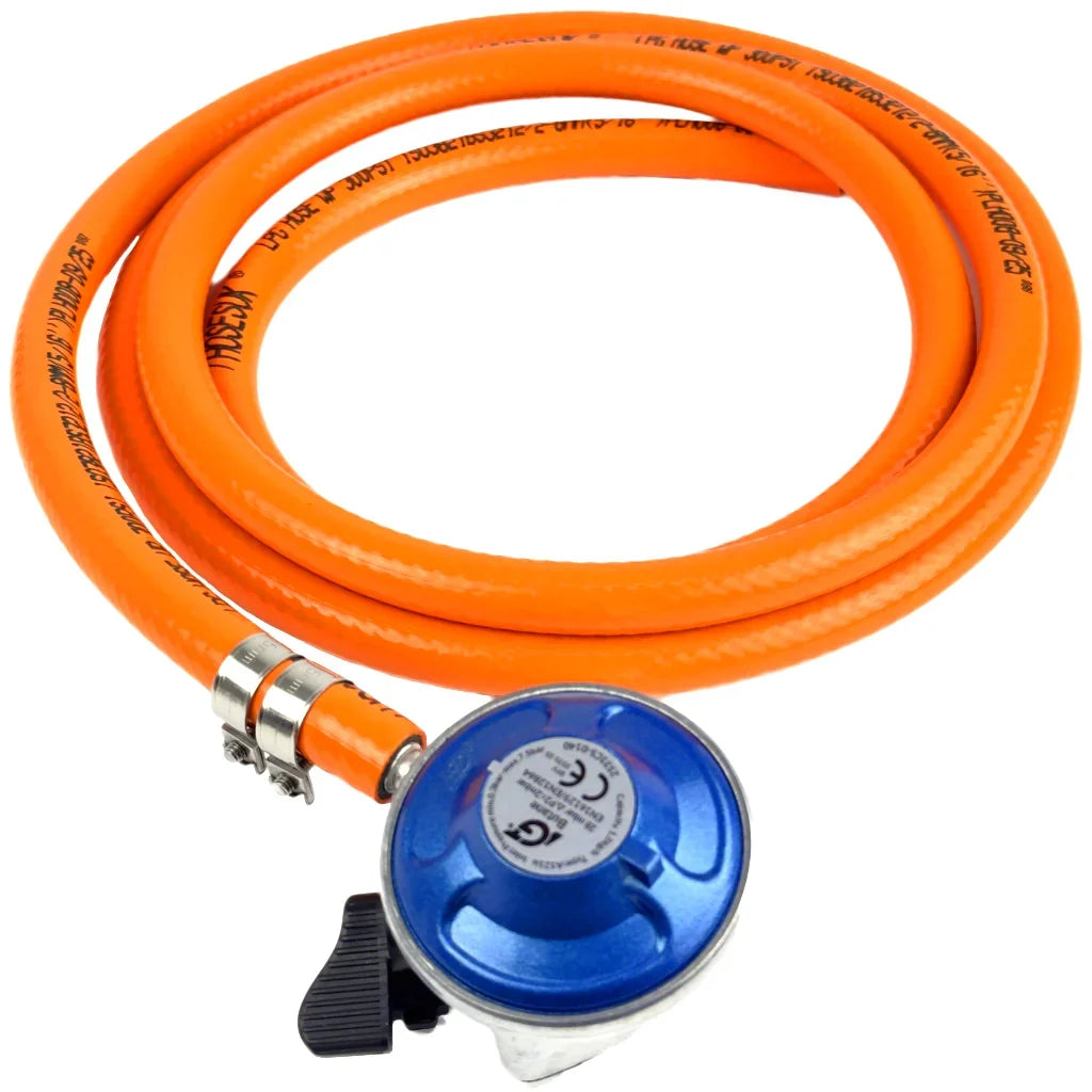 21mm Butane Clip On Gas Regulator 28mbar With Hose Kit Gas Regulator Silicone Hose UK