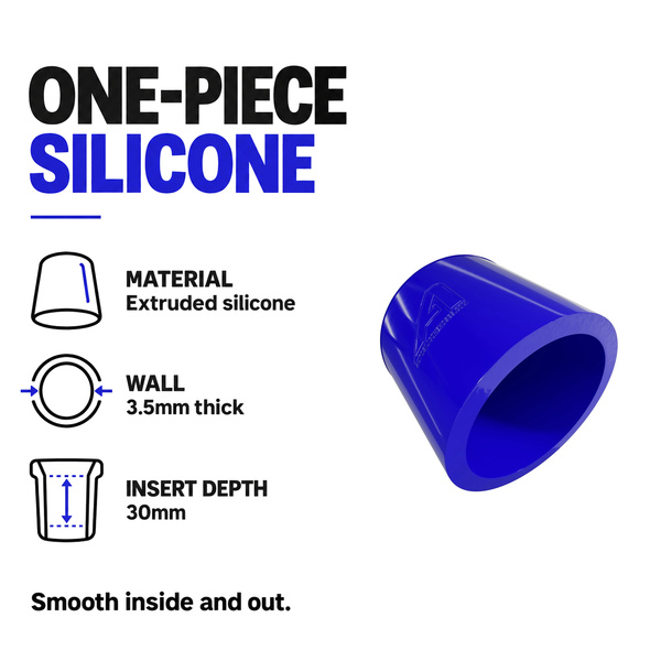 Silicone Rubber Caps - Blue - One-piece unreinforced silicone - 3.5mm wall, 30mm insert depth