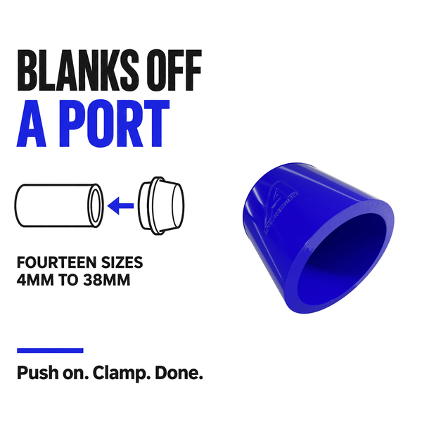 Silicone Rubber Caps - Blue - Blanks off a port - fourteen sizes, 4mm to 38mm