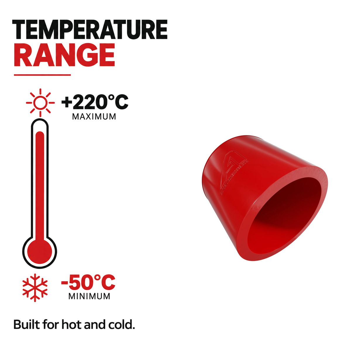 Silicone Rubber Caps - Red - Temperature range -50°C to +220°C