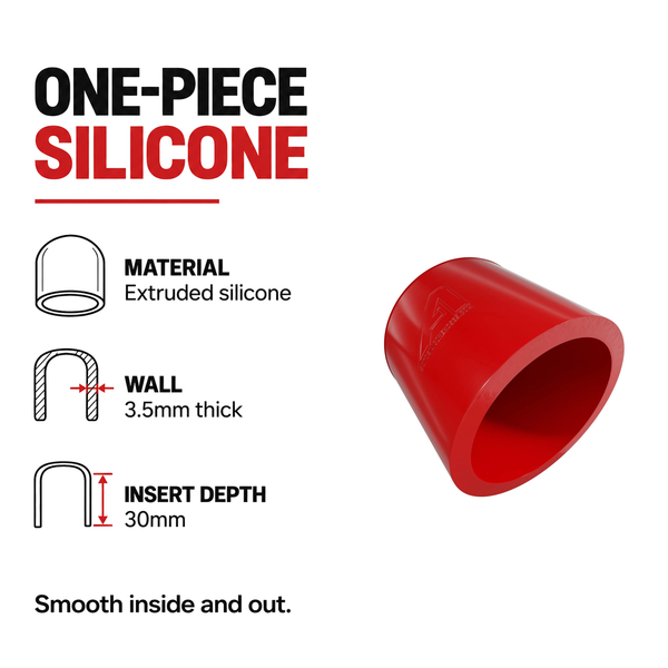 Silicone Rubber Caps - Red - One-piece unreinforced silicone - 3.5mm wall, 30mm insert depth