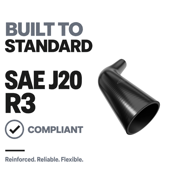 45 Degree Reducing Silicone Elbow Hose - Black - Built to SAE J20 R3