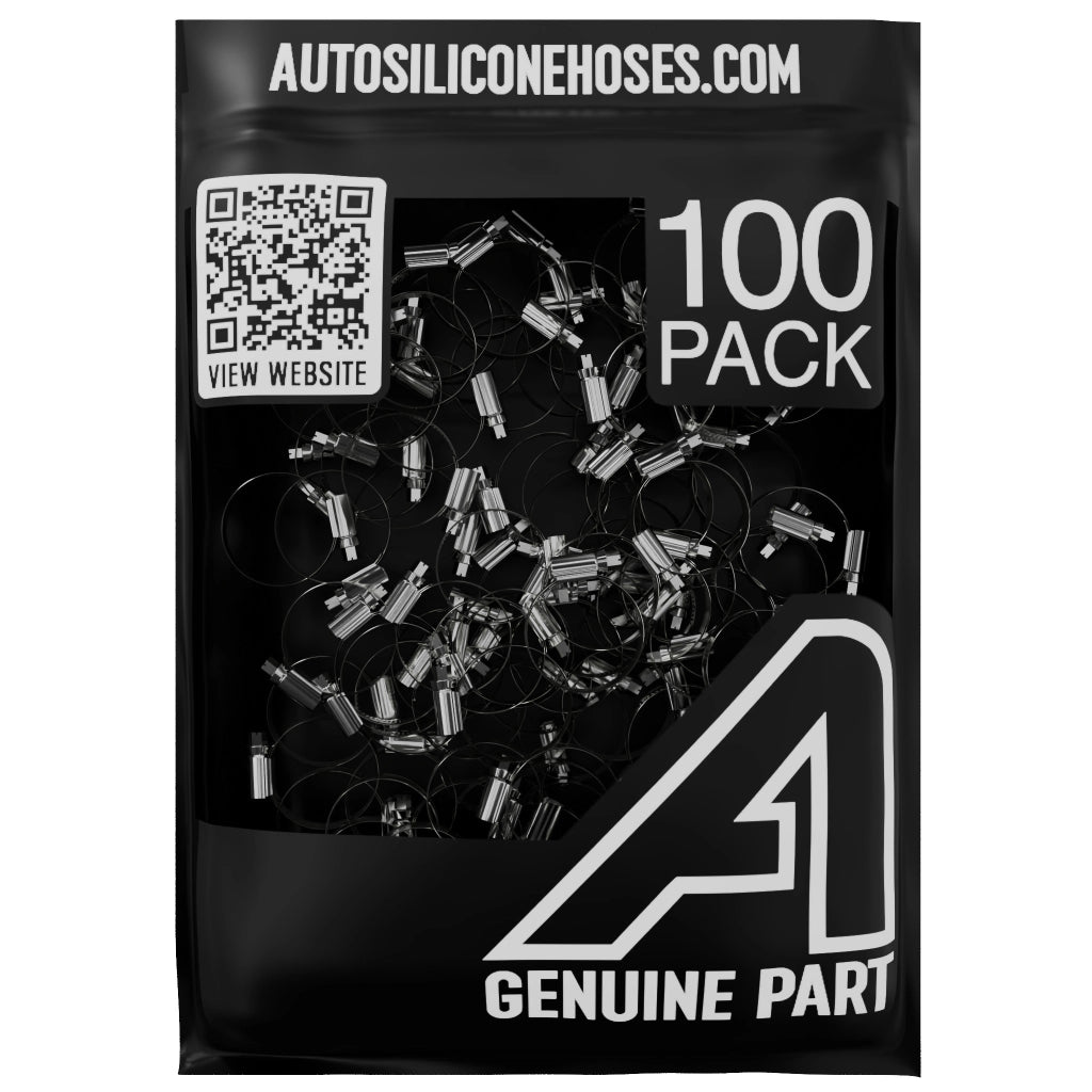 Worm Drive Hose Clip - 100 Pack Motor Vehicle Engine Parts Auto Silicone Hoses W4 Stainless Steel 9mm>12mm No