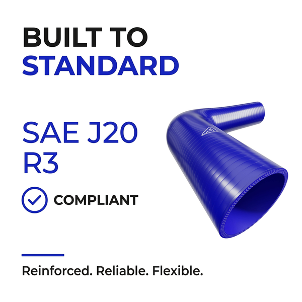 90 Degree Reducing Silicone Elbow Hose - Blue - Built to SAE J20 R3