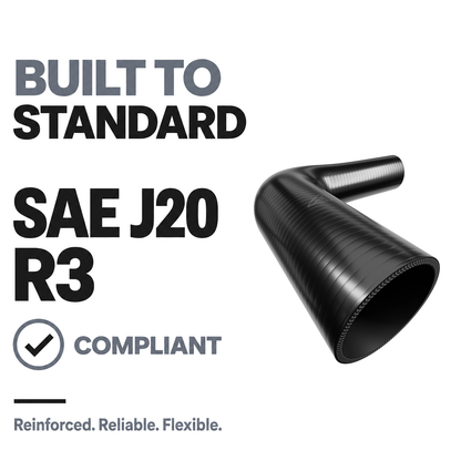 90 Degree Reducing Silicone Elbow Hose - Black - Built to SAE J20 R3