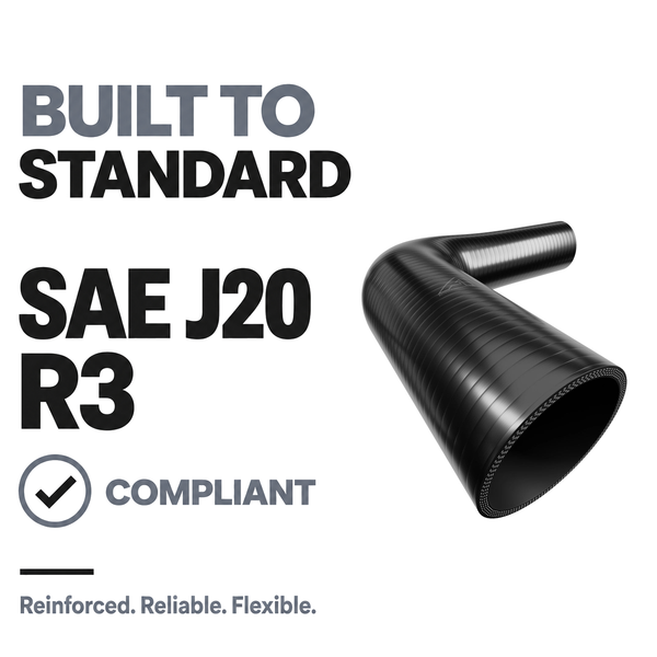90 Degree Reducing Silicone Elbow Hose - Black - Built to SAE J20 R3