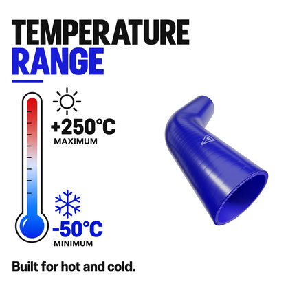 45 Degree Silicone Elbow Hose - Blue - Temperature range -50°C to +250°C