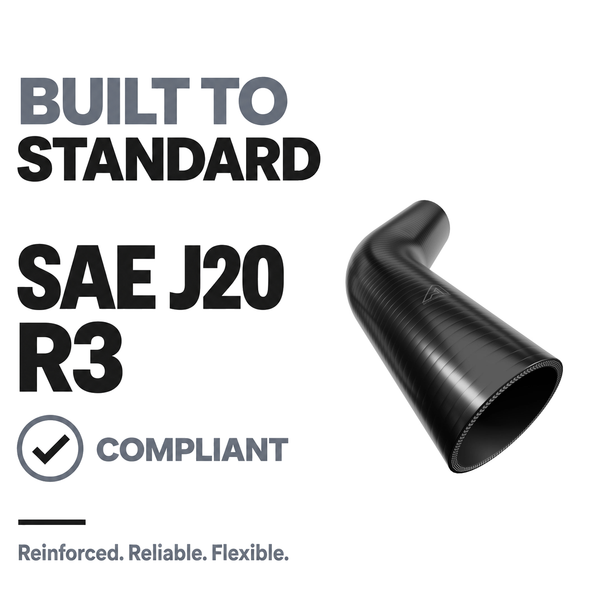 45 Degree Silicone Elbow Hose - Black - Built to SAE J20 R3