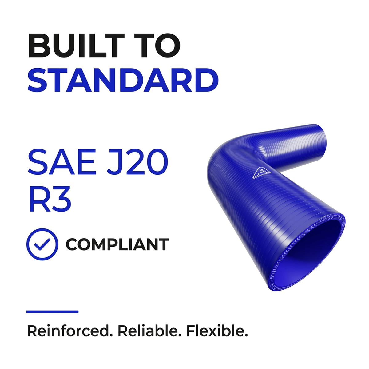 90 Degree Silicone Elbow Hose - Blue - Built to SAE J20 R3