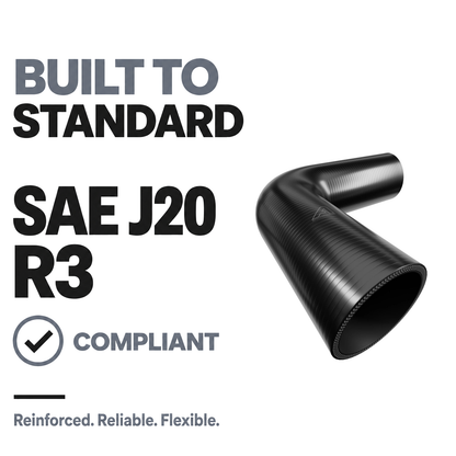 90 Degree Silicone Elbow Hose - Black - Built to SAE J20 R3