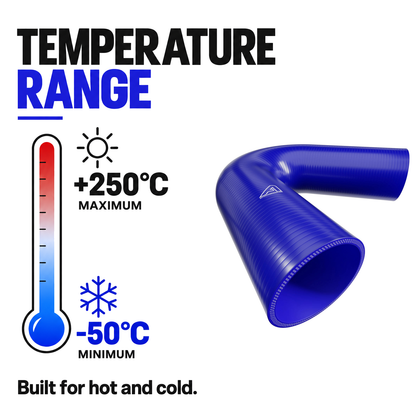 135 Degree Silicone Elbow Hose - Blue - Temperature range -50°C to +250°C