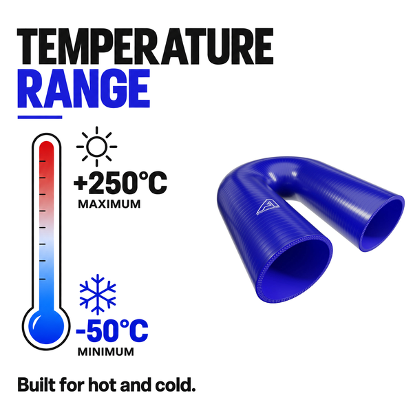180 Degree Silicone Elbow Hose - Blue - Temperature range -50°C to +250°C