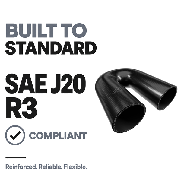 180 Degree Silicone Elbow Hose - Black - Built to SAE J20 R3