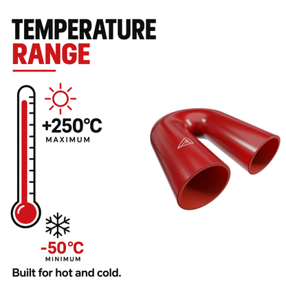 180 Degree Silicone Elbow Hose - Red - Temperature range -50°C to +250°C