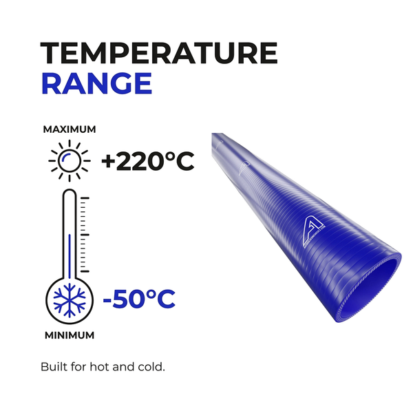 1 Metre Straight Silicone Hose - Blue - Temperature range -50°C to +220°C