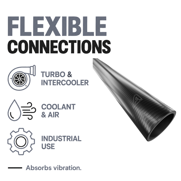 1 Metre Straight Silicone Hose - Black - Flexible connections - turbo, coolant, air and industrial use