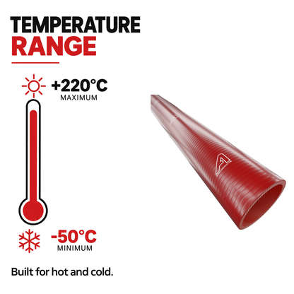 1 Metre Straight Silicone Hose - Red - Temperature range -50°C to +220°C