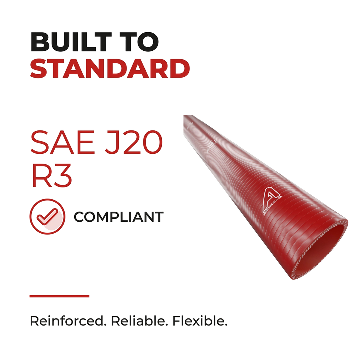 1 Metre Straight Silicone Hose - Red - Built to SAE J20 R3