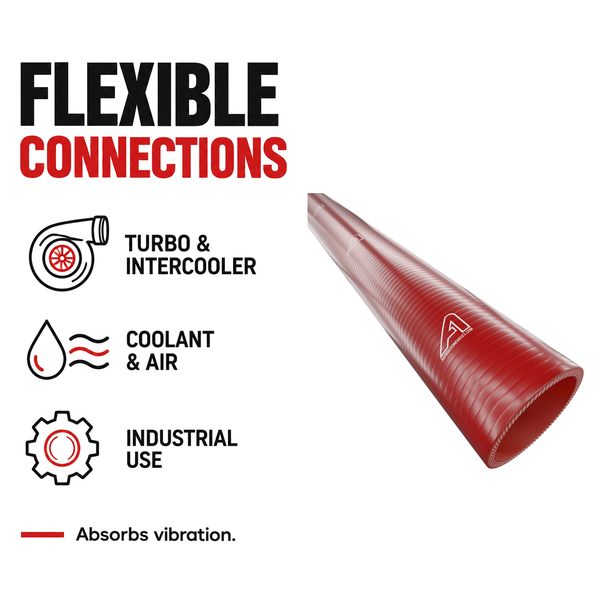 1 Metre Straight Silicone Hose - Red - Flexible connections - turbo, coolant, air and industrial use