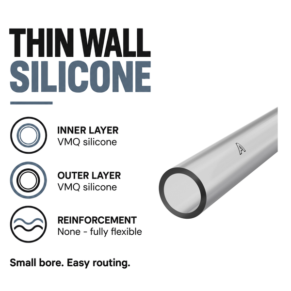 Silicone Vacuum Hose - Clear - Thin wall unreinforced VMQ silicone