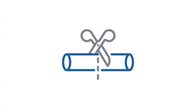 Icon: hose being cut to length with shears